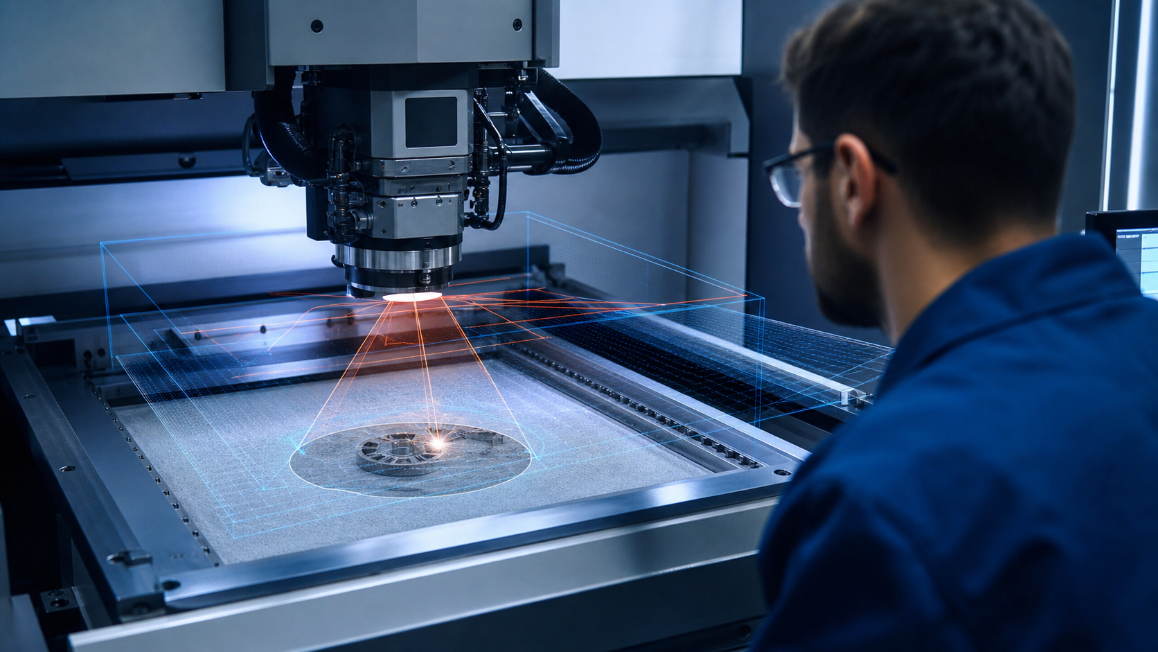 Metal 3D yazıcının üretimini sensör verileriyle izleyen mühendis